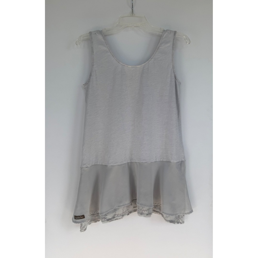 Matilda Jane Gray Lace‎ Hem Tiered Tank Top Tunic Women's M Whimsy Romantic Boho